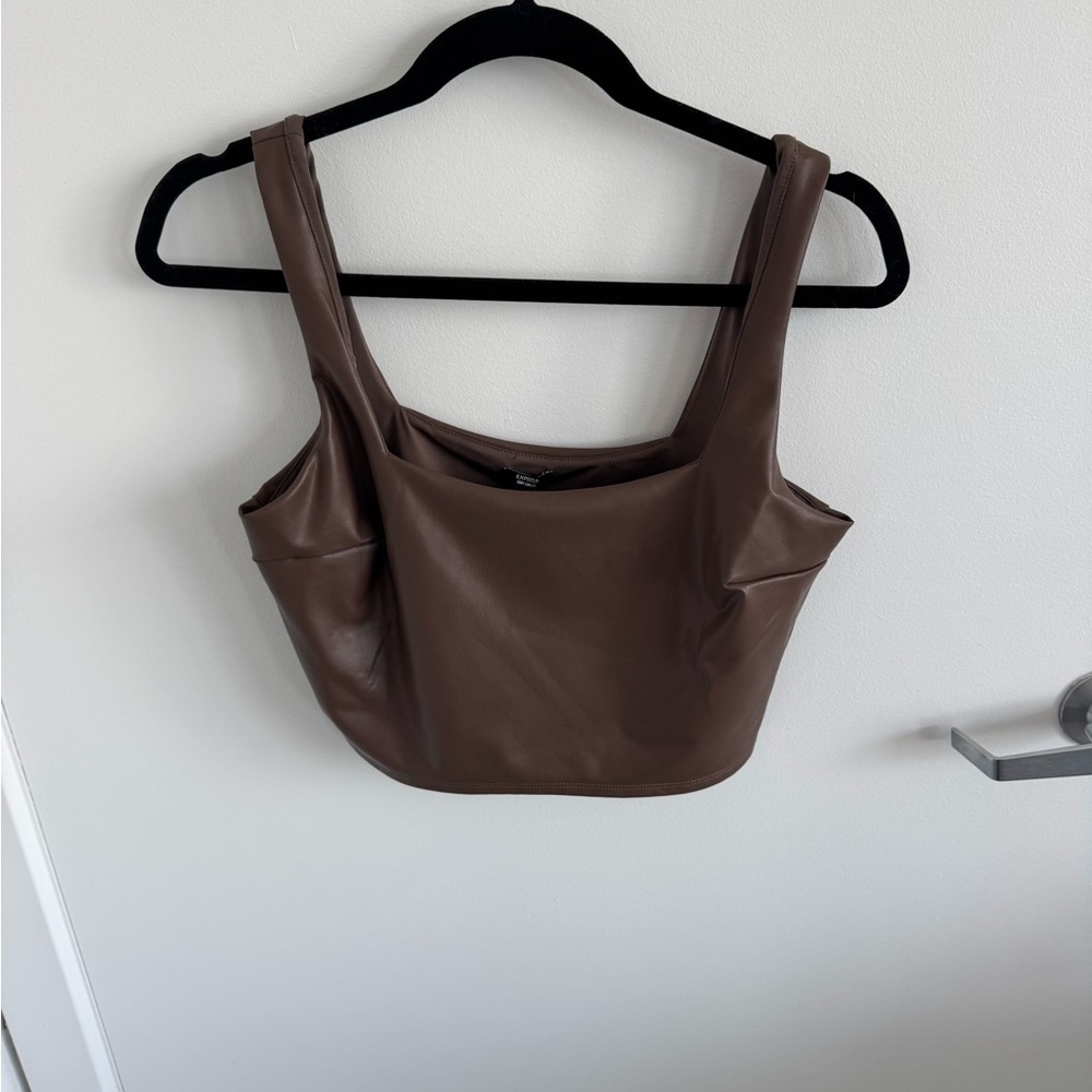 Express Chocolate Faux Leather Top